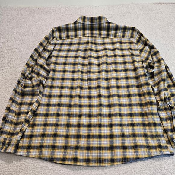 Orvis Active Fit Men's XL Long Sleeve Button-down Flannel Shirt Yellow Plaid - Picture 10 of 13